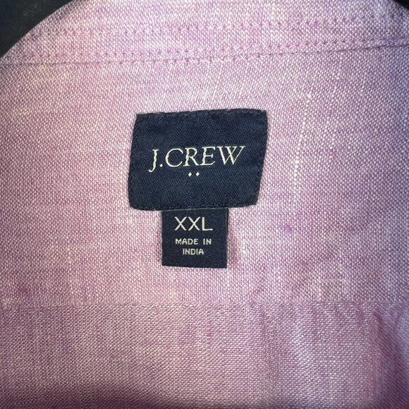 J. Crew Mens Classic Linen Blend Button Front Long Sleeve Shirt Size XXL Purple - Picture 2 of 8